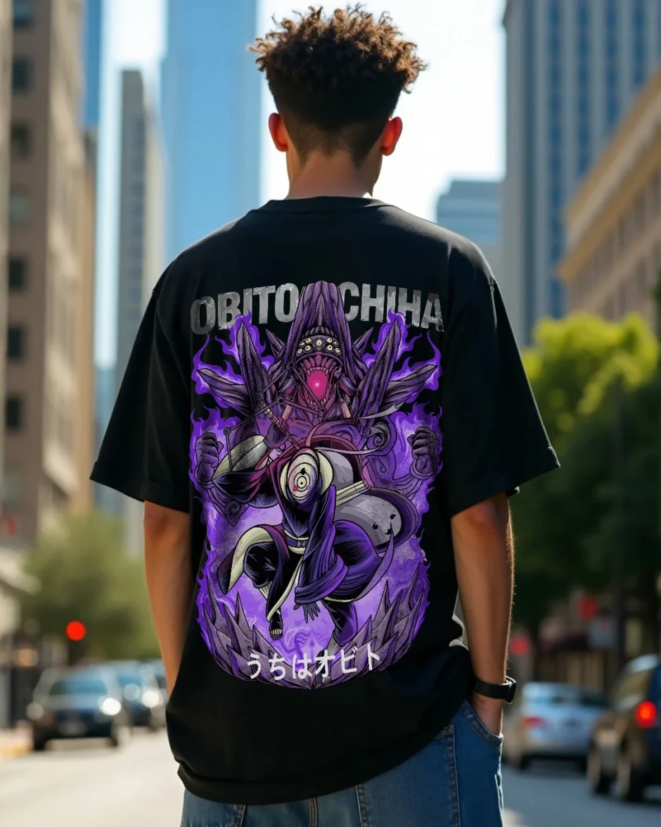 Obito Uchiha Anime Oversized T-shirt Back Side
