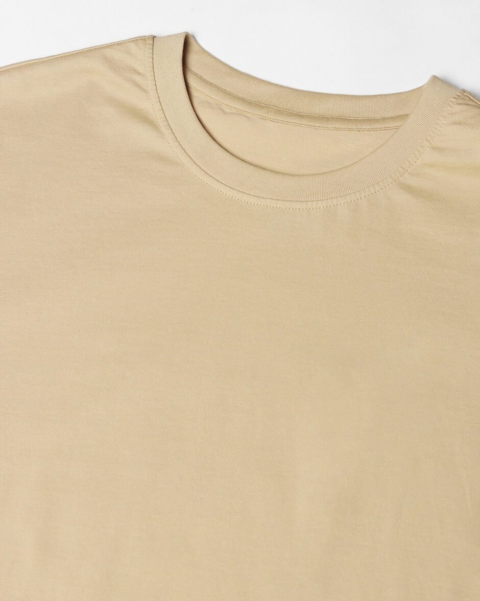 Beige Color Oversized T-shirt Front Closeup